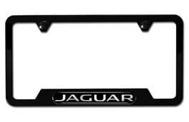 Cadre de plaque d'immatriculation au fini noir avec logo Jaguar noir