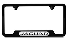 Cadre de plaque d'immatriculation au fini noir avec logo Jaguar