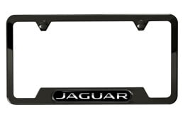 Cadre de plaque d'immatriculation au fini perle noir avec logo Jaguar
