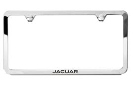 License Plate Frame - Slimline, Polished Stainless Steel with Jaguar logo image
